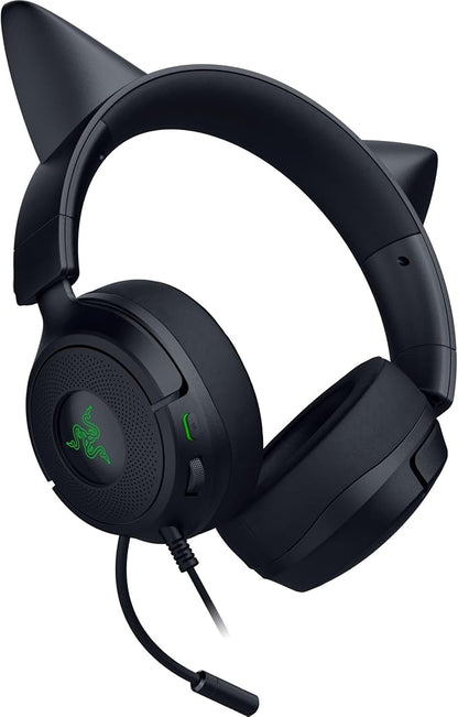 Razer Kraken Kitty V3 X Wired Gaming Headset, Kitty Ears, Black | HyperClear Cardioid Mic, 40 mm Drivers, 7.1 Surround Sound, Comfy Ear Cushions, Cross-Platform via 3.5mm PC, PS5, Xbox