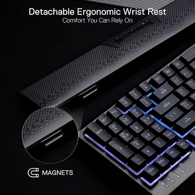 Redragon K515 Shiva Wired RGB Membrane Gaming Keyboard, 98 Keys Mechanical-Feel Keyboard w/Smooth Linear Switch, On-Board Macro & Dedicated Multimedia Keys, Detachable Wrist Rest, Software Supported