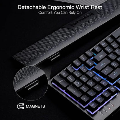 Redragon K515 Shiva Wired RGB Membrane Gaming Keyboard, 98 Keys Mechanical-Feel Keyboard w/Smooth Linear Switch, On-Board Macro & Dedicated Multimedia Keys, Detachable Wrist Rest, Software Supported