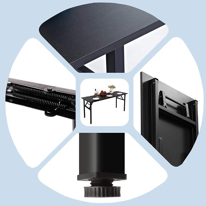 Need Home Office Desk - 62 Inches Large Computer Desk Sturdy Black Table Foldable Desk Gaming Computer Table No Assembly Required AC5CB 62inch | Black Frame Writing Gaming Work Table/Foldable Home Office Desk/Sewing Table, No Assembly Required