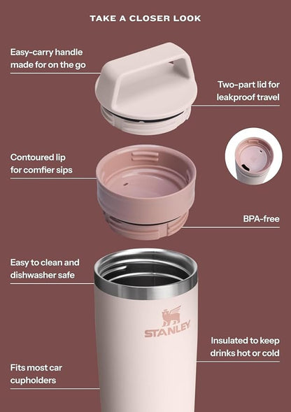 STANLEY Cafe To Go Travel Mug 20 oz | Leakproof Two-Part Drink Through Lid | Tumbler Cup for Coffee, Tea and Drinks | Insulated Stainless Steel Coffee Mug | BPA-Free | Cobalt
