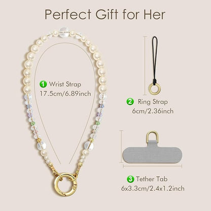 SURPHY Phone Charm, Handmade Beaded Phone Wrist Strap with Tether Tab | Phone Charm Strap, Phone Chain with Premium Metal Buckle, Wrist Strap Fits Cellphone Cases, Wallets, Bags, Keys