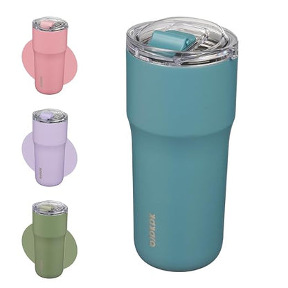 BJPKPK 24 oz Coffee Tumbler, Insulated Stainless Steel Travel Cup | Double Wall Vacuum, Leak Proof Lid, Keeps Hot/Cold/Iced, BPA Free, Dishwasher Safe, Cupholder, Haze Blue