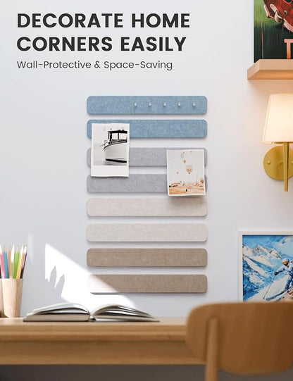 Fluxynara 13" x 2" Felt Wall Panels, Coastal | 8-Pack Includes 50 Push Pins and Adhesive Tabs for Photos, Notes and Decor in Bedroom Doors, Home Office or Studios