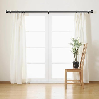 Time Forest Curtain Rods for Windows 32 to 170, 1 Inch Adjustable Black Heavy Duty Long Window Outdoor Curtain Rod for Patio, Modern Drapery Rods with Simple End Caps, Size 32"-170"