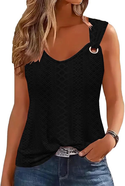 Disamer Womens Tank Tops 2026 Loose Fit Casual Summer Spaghetti Strap Trendy Spring Cute Lace Sleeveless T Shirts