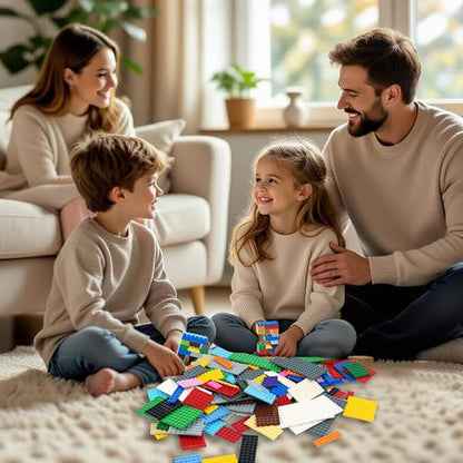 Classic Base Plates Building Pieces, 122PCS 13 Sizes Small Baseplates in Mix Color, Bulk Building Flat Platform Base Compatible with Major Brands Parts and Pieces