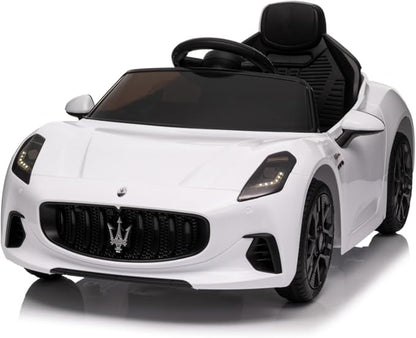 Winado 12V Ride on Car, Licensed Maserati Electric Car for Toddlers W/Remote Control, Battery Car for Kids with Bluetooth, 3 Speeds, LED & Rear Lights, Music & Horn (White)