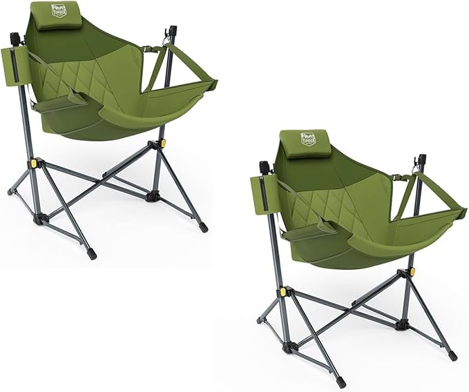 TIMBER RIDGE Hammock Camping Chair with Adjustable Backrest, Heavy Duty Folding Hammock Chair Supports 300lbs, Portable Hammock Chair for Camping, Travelling and Patio, Green 2 Pack