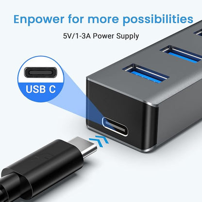 USB 3.0 hub, atolla 7-Port Multi USB Aluminum hub, 1m Extension Cable USB Splitter, Suitable for PC, Laptop, MacBook Pro, etc.