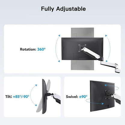HUANUO Triple Monitor Stand - Full Motion Articulating Monitor Mount Fit Three 17 to 32 inch LCD Computer Screens with Clamp, Grommet Kit