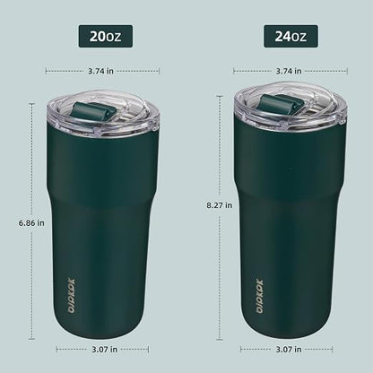 BJPKPK 20oz Spill Proof Coffee Tumbler, Insulated Stainless Steel Cup | Double Wall Vacuum, Leakproof Lid, Keeps Hot/Cold/Iced, BPA Free, Dishwasher Safe, Cupholder, Travel, Dark Green