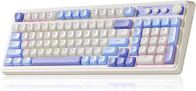AULA 99 Key Purple Keyboard, Wireless Gaming Keyboard with Number Pad | RGB Backlit,Programmable,Creamy Sounding,Tri-Mode BT/2.4GHz/USB-C,2000mAh Membrane Keyboard,Thocky Computer Keyboards