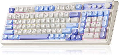 AULA 99 Key Purple Keyboard, Wireless Gaming Keyboard with Number Pad | RGB Backlit,Programmable,Creamy Sounding,Tri-Mode BT/2.4GHz/USB-C,2000mAh Membrane Keyboard,Thocky Computer Keyboards