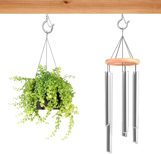 24 PCS Q-Hanger Hooks, Screw Hooks for Outdoor String Lights, Safety Buckle Design Cup Eye Hook for Hanging Christmas Lights, Plants, Mounted on Wall Ceiling, Include 1 Wing Nut Driver, Silver