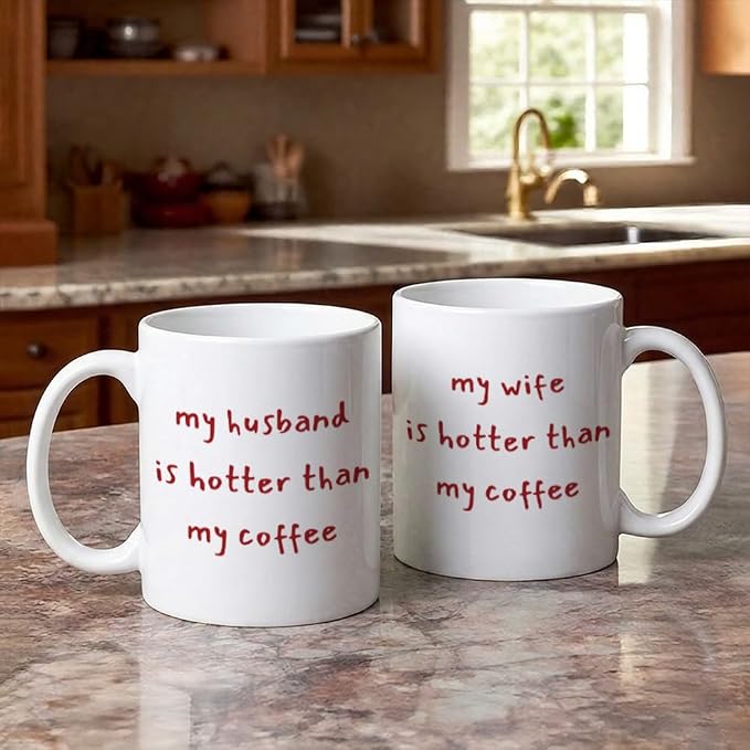Funny Husband & Wife Coffee Mugs Set 11oz, Couple Gifts for Husband & Wife | Novelty Wedding Anniversary Mug Gift for Couple Him Her, Mr & Mrs Gifts