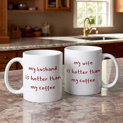 Funny Husband & Wife Coffee Mugs Set 11oz, Couple Gifts for Husband & Wife | Novelty Wedding Anniversary Mug Gift for Couple Him Her, Mr & Mrs Gifts