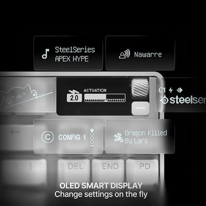 SteelSeries Apex Pro TKL Gen 3 Gaming Keyboard - OmniPoint 3.0 Analog Magnetic Switches, Quickset Auto-Presets (Rapid Trigger, Rapid Tap/SOCD, Protection Mode), OLED, RGB, PBT Keycaps, USB-C, White