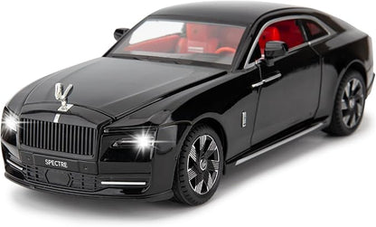 BDTCTK Compatible for 1:24 Rolls Royce Spectre Model Car, Diecast Collectible Pull Back Toy Car with Sound and Light for Adults Kids Boys Girls, Gift Black