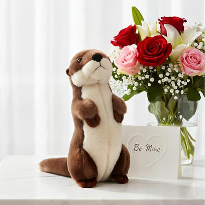 The Petting Zoo River Otter Stuffed Animal Standing, Gifts for Kids, Wild Onez Zoo Animals, River Otter Plush Toy 10 inches