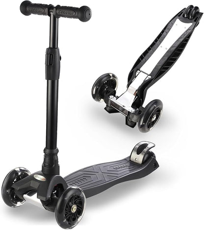 3 Wheel Scooter for Kids Ages 6-12,Kids Scooter with Light Up Wheels, Sturdy Deck Design, and 4 Height Adjustable Suitable for Kid Ages 3-12