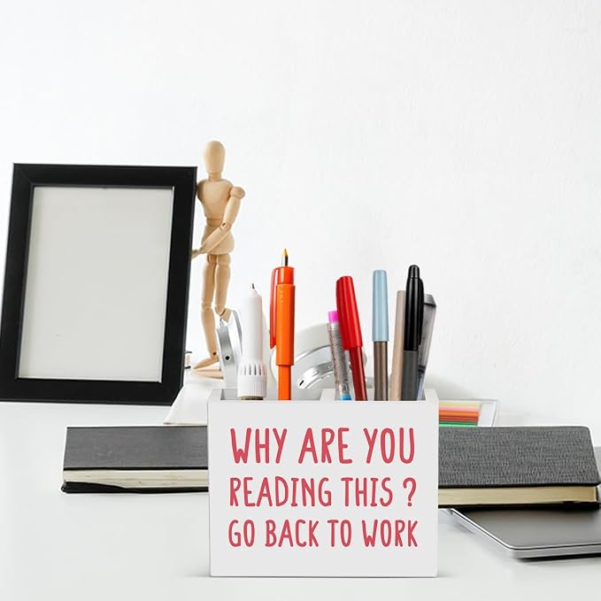 Funny Boss Gifts Office Room Decor,Gag Gift for Women Men HR Manager Coworker Friend Employee Wooden Pencil Holder, Boss Day Gifts Funny Office Merchandise Accessories Desk Decor