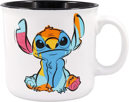 Silver Buffalo Disney Lilo and Stitch Ohana Abstract Ceramic Camper Mug, 20 Ounces