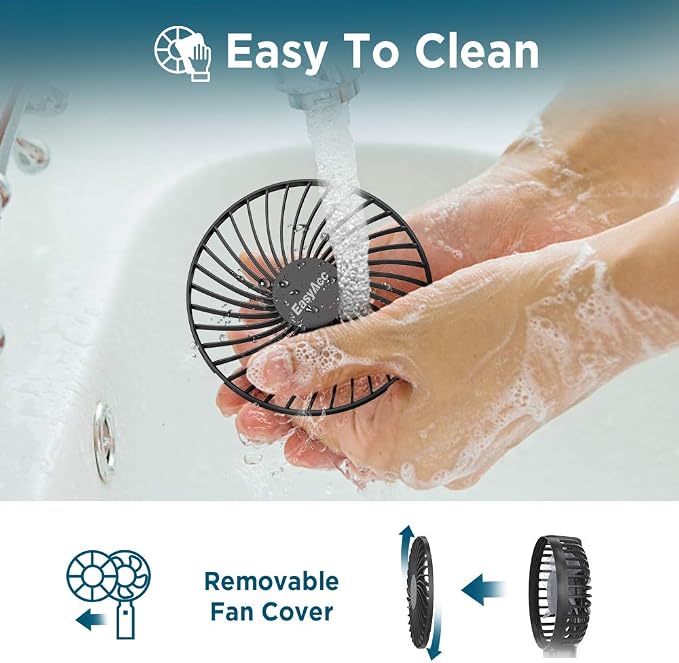 EasyAcc Portable Travel Fan [Max 53H Cooling Time] 9000mAh Rechargeable Battery Powered Handheld Fan with Power Bank 4 Speeds Powerful Personal Desk Electric for Travel Outdoor Office