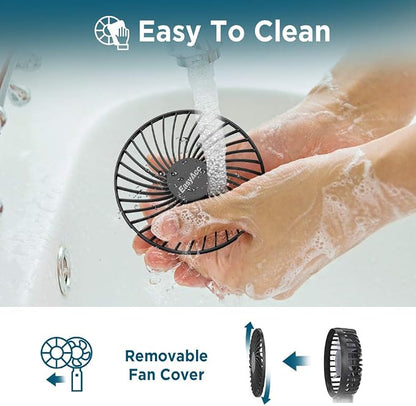 EasyAcc Portable Travel Fan [Max 53H Cooling Time] 9000mAh Rechargeable Battery Powered Handheld Fan with Power Bank 4 Speeds Powerful Personal Desk Electric for Travel Outdoor Office