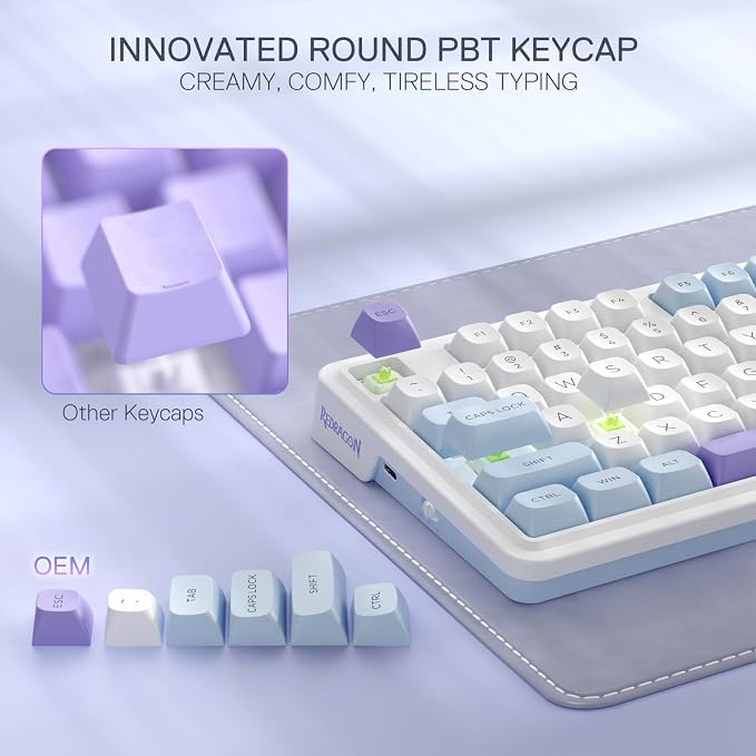 Redragon K673 PRO Wireless 81-Key RGB Gasket Gaming Keyboard, Scroll Knob | Multi-Function Control Wheel, 0-Delay Tri-Mode, Cushioned 5-Layer Noise Dampening for Creamy Thocky Sound, Compact 80% Size