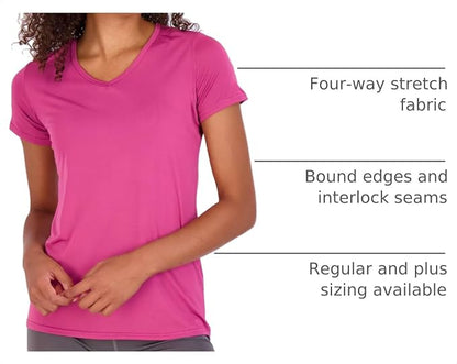 5 Pack Women's Dry Fit V Neck Workout Tops T Shirts Athletic Gym Yoga Tees | Available In Plus Size, Cooling Moisture-Wicking, Short Sleeve, Quick-Dry, Fitness, Stretch, Exercise, Running, Hiking