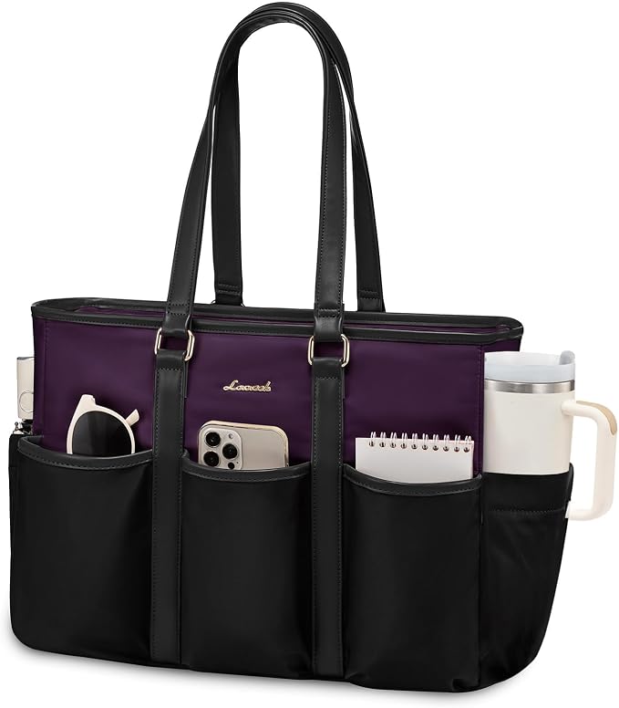 LOVEVOOK Teacher Nurse Tote Bag for Women Work, 15.6 Inch Laptop Bag for Women, Utility Everything Bag For Travel College Daily, Professional Computer Purse Large Handbag With Multi Pockets