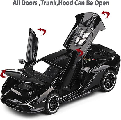 Lambo Toy Car Sian FKP3 Die-Cast Car Model with Lights and Sound Pull Back Toy Car for Boys Age 3 4 5 6 + Year Old (Black)
