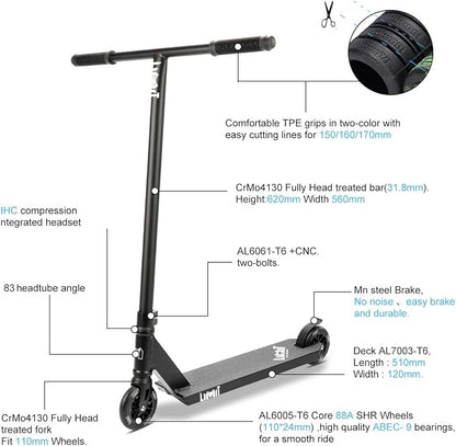 LMT69 Professional Scooter-Trick Scooter-Intermediate Beginner Stunt Scooter Suitable - Children, Teenagers Adults 8 Years Old Above