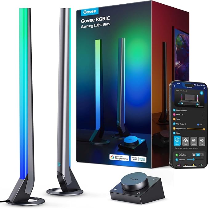 Govee RGBIC Gaming Light Bars H6047 with Smart Controller, Wi-Fi Smart LED | Gaming Lights with Music Modes and 60+ Scene Modes Built, Works with Alexa & Google Assistant, New Year Lights Decor