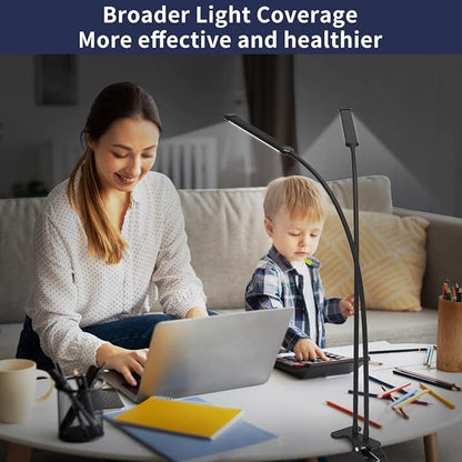 iZELL Desk Lamp, [2 LED Tube] Desk Lamps for Home Office with Clamp, Flexible Gooseneck LED Book Light, Easy Clip on Reading Lights for Bedrooms Beside Table Headboard College Dorm Bed Room - Black