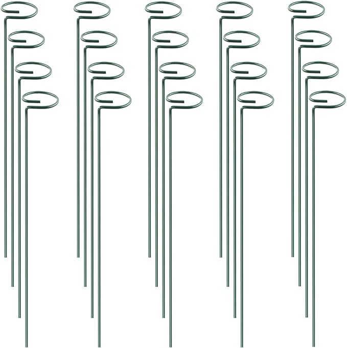 HiGift 20 Pack 24 Inch Plant Support Stakes, Single Stem Flower Support Stakes and Rings for The Garden, Metal Garden Stakes for Tall Plant Vegetables Amaryllis Orchid Lily Sunflower Rose Narcissus