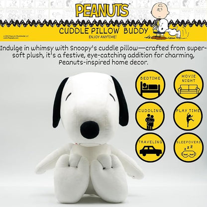 Peanuts Snoopy Plush Cuddly Cuddle Pillow, Super Soft & Cozy, 19" Tall, (Officially Licensed Product) by Franco Collectibles