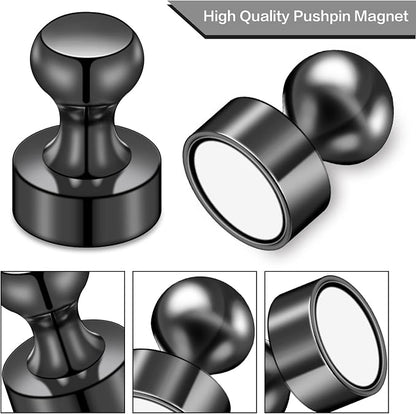LOVIMAG Fridge Magnets 20Pcs, Magnet for Refrigerator Whiteboard, Black | Small Strong Neodymium Metal Cute Push Pin for Classroom, Kitchen, Accessories Decorative, Office, Calendar