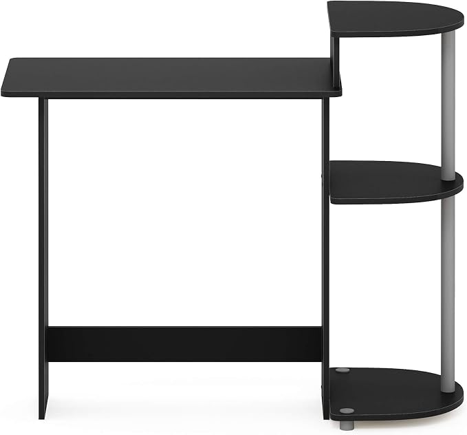 Furinno Compact 29-Inch Computer Desk, Gaming Desk with Shelves, Office Desk with Book Shelf, for Home Office, Study Room, Dorm, Bedroom, Black