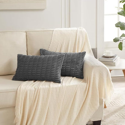 Fancy Homi 4 Packs Decorative Throw Pillow Covers for Living Room Couch Bed, Modern Farmhouse Boho Home Décor Accent Cushion Case, 24" x 16", Dark Gray