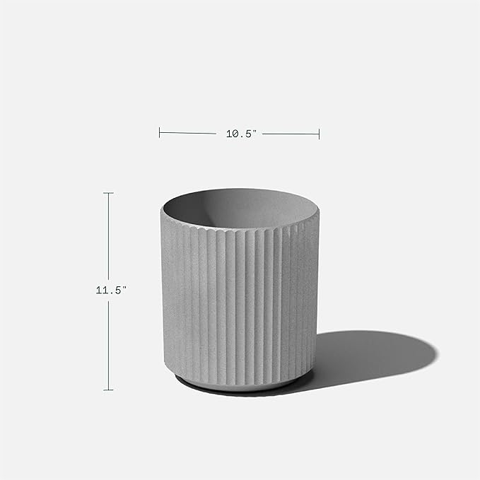 Veradek Demi Series Round Planter for Porch, Patio, Backyard | Durable Plastic-Concrete Material | Modern Décor for Tall Plants, Flowers