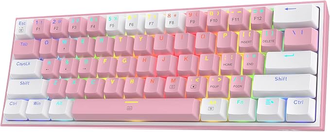 Redragon K617 Wired 60% Compact Hot-Swap RGB Gaming Mechanical Keyboard | 61 Keys Design for More Room to Aim, Swap-Ready Socket for Mod, Vibrant 20-Mode Lighting Hype Vibing, Pro Software Supported