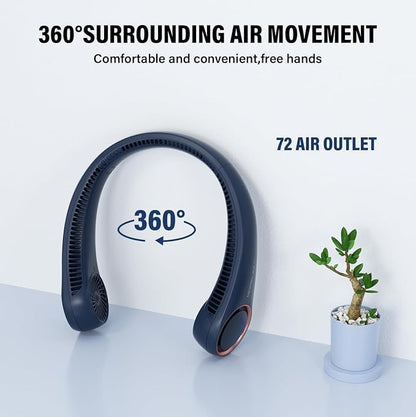 Morelax Neck Fan, USB Rechargeable Personal Fan,Hand Free Bladeless Portable Fans,4000 mAh, 3 Speeds,72 Air Faster softer 360° Cooling, Ultra Quiet,Gift Suitable for Home, Office, Travel, Sports