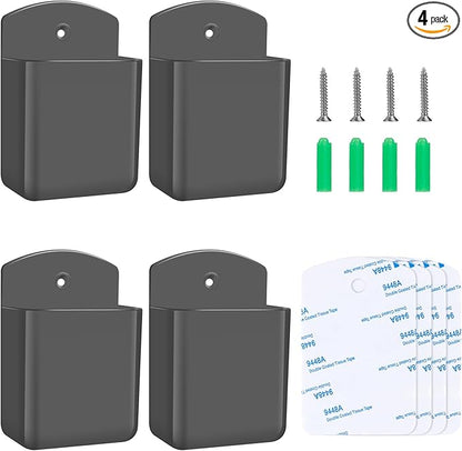 4 PCS Remote Control Holders Wall Mount, Self Adhesive TV Air Conditioner Remote Control Holder, Wall Mount Storage Box Organizer Wall Pen Holder Storage for Home Office School (Grey)