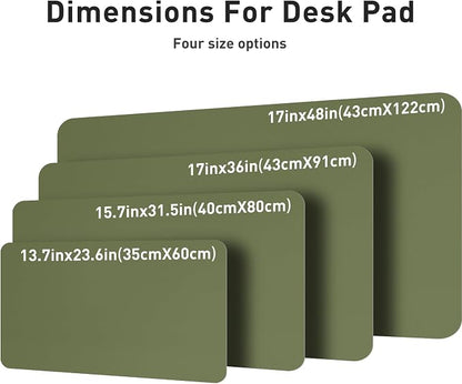 Aothia Leather Desk Pad Protector, Mouse Pad, Office Desk Mat, Non-Slip PU Leather Desk Blotter, Laptop Desk Pad, Waterproof Desk Writing Pad for Office and Home (31.5" x 15.7",Olive Green)