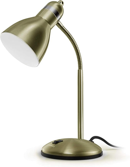 LEPOWER Metal Desk Lamp, Adjustable GooseNeck Reading Light for Bedroom | Compact & Sturdy, Space-Saving for Bedside & Dorm, E26 Table Lamp, Eye-Caring, Ideal for Study, Office, Back to School