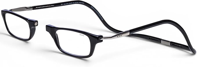 Clic Magnetic Reading Glasses - Adjustable Neck Hanging Readers - Secure Fit with Rigid Headband - Original Expandable (M-XL, Black, 3.50)