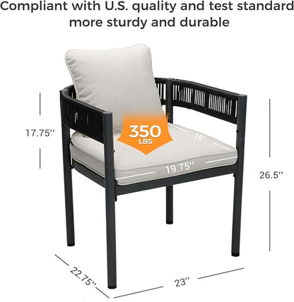 Grand patio 7-Piece Outdoor Dining Set for 6 with 79" Rectangle Expandable Table for 4-6 Person, Metal Woven Wicker Fixed Patio Chairs with Thickened Cushions for Yard, Poolside, Deck (Black)