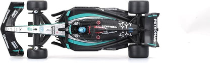 Bburago 1:43 Scale 2024 Formula Race Mercedes W15 Diecast Vehicle with Helmet, Russell #63